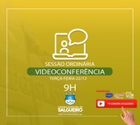 Amanhã, terça-feira (22), a partir das 9 horas, tem Sessão Ordinária por Vídeoconferência