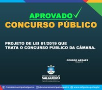 Vereadores aprovam realização do Concurso Público da Câmara Municipal de Salgueiro