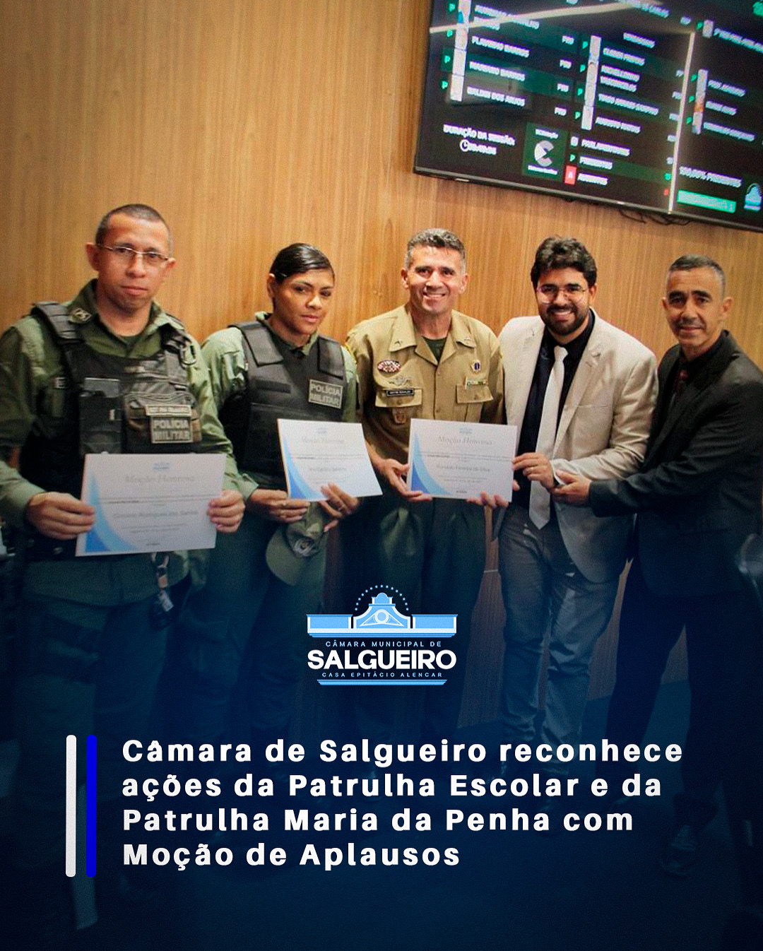 Câmara de Salgueiro reconhece ações da Patrulha Escolar e da Patrulha Maria da Penha com Moção de Aplausos