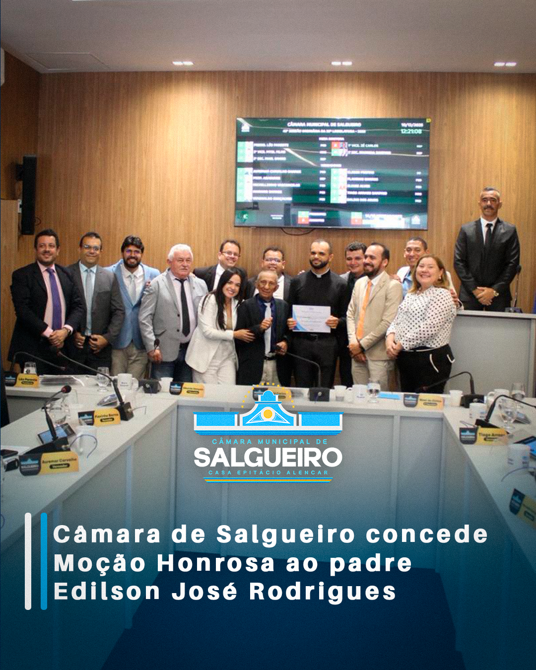Câmara de Salgueiro concede Moção Honrosa ao padre Edilson José Rodrigues