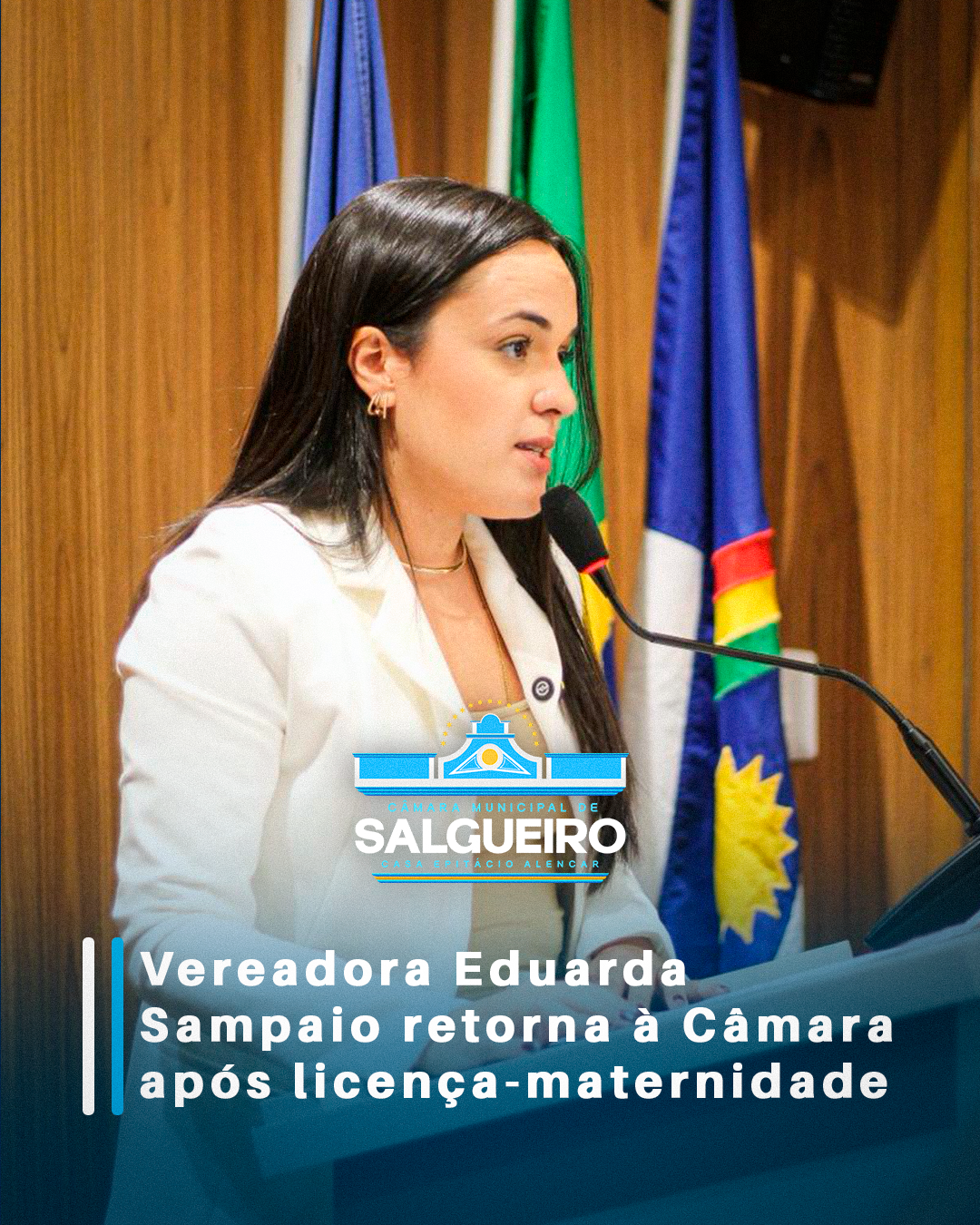 Vereadora Eduarda Sampaio retorna à Câmara após licença-maternidade