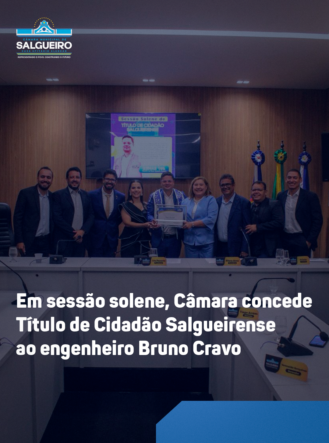 Em sessão solene, Câmara de Salgueiro concede Título de Cidadão Salgueirense ao engenheiro Bruno Cravo